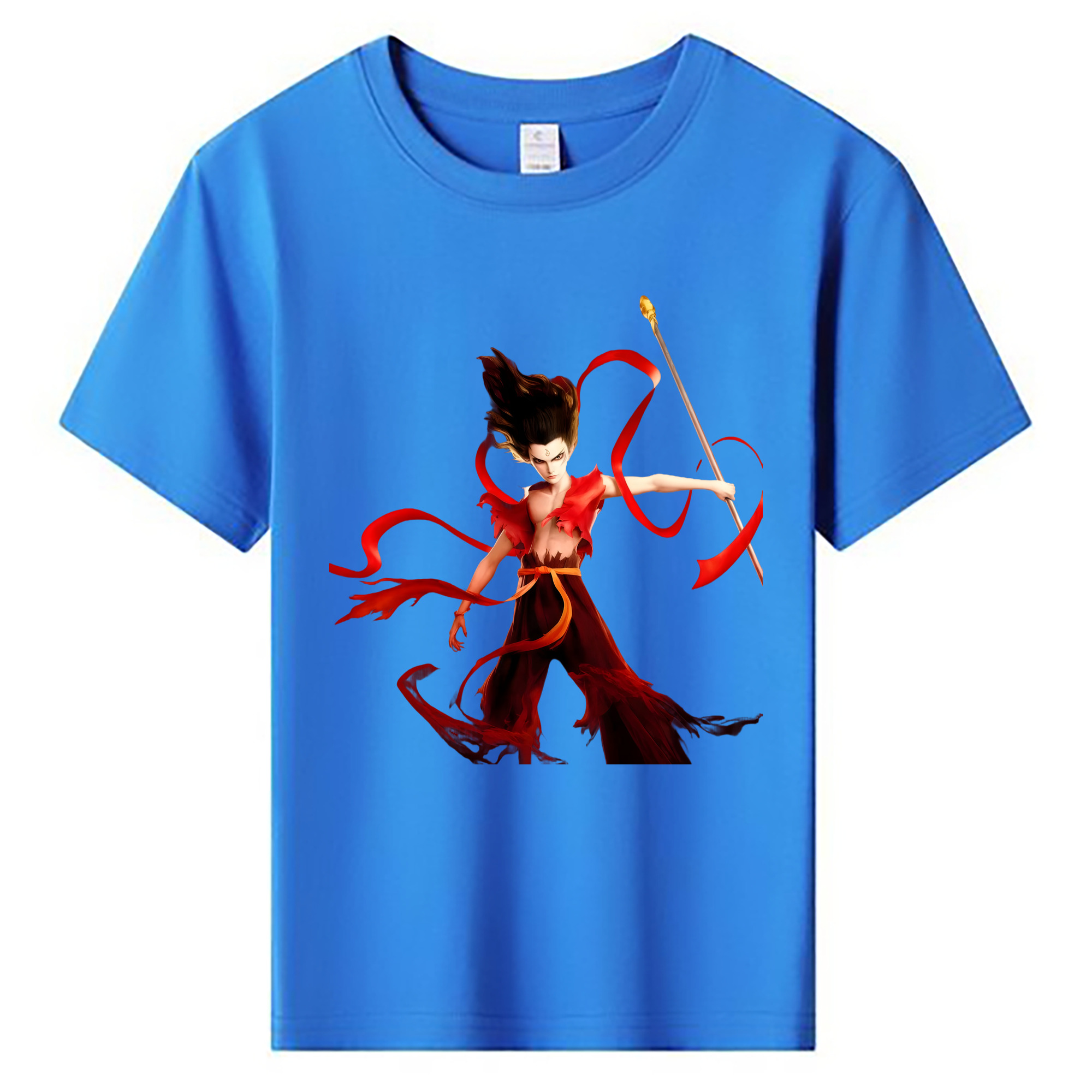 （画像用） Ne Zha 2 ナタ 魔童の大暴れ 綿100％キッズTシャツ（フロントプリント）